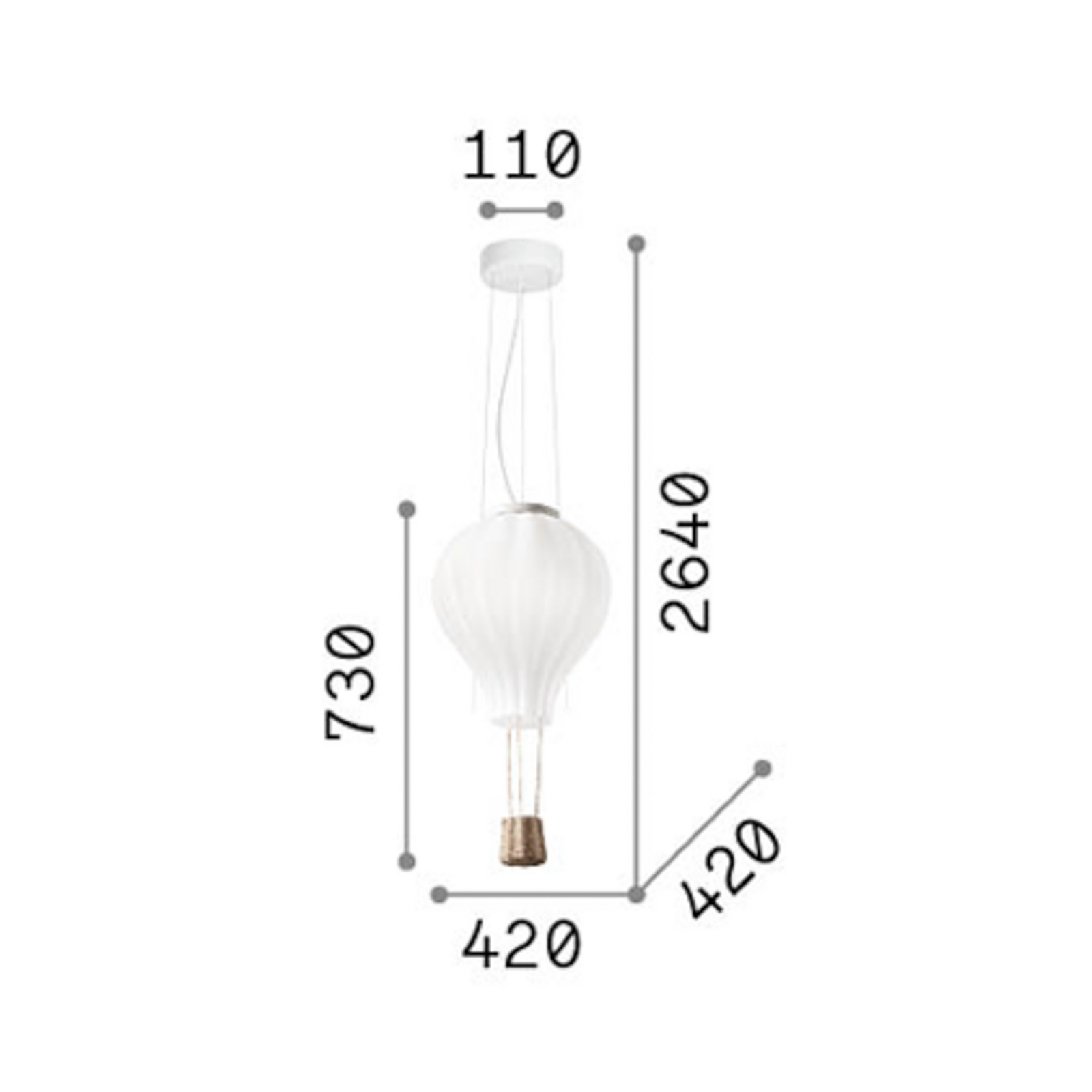 Candeeiro suspenso Ideal Lux Dream Big, branco, vidro opalino, Ø 42 cm Candeeiro suspenso Ideal Lux Dream Big, branco, vidro opalino, Ø 42 cm