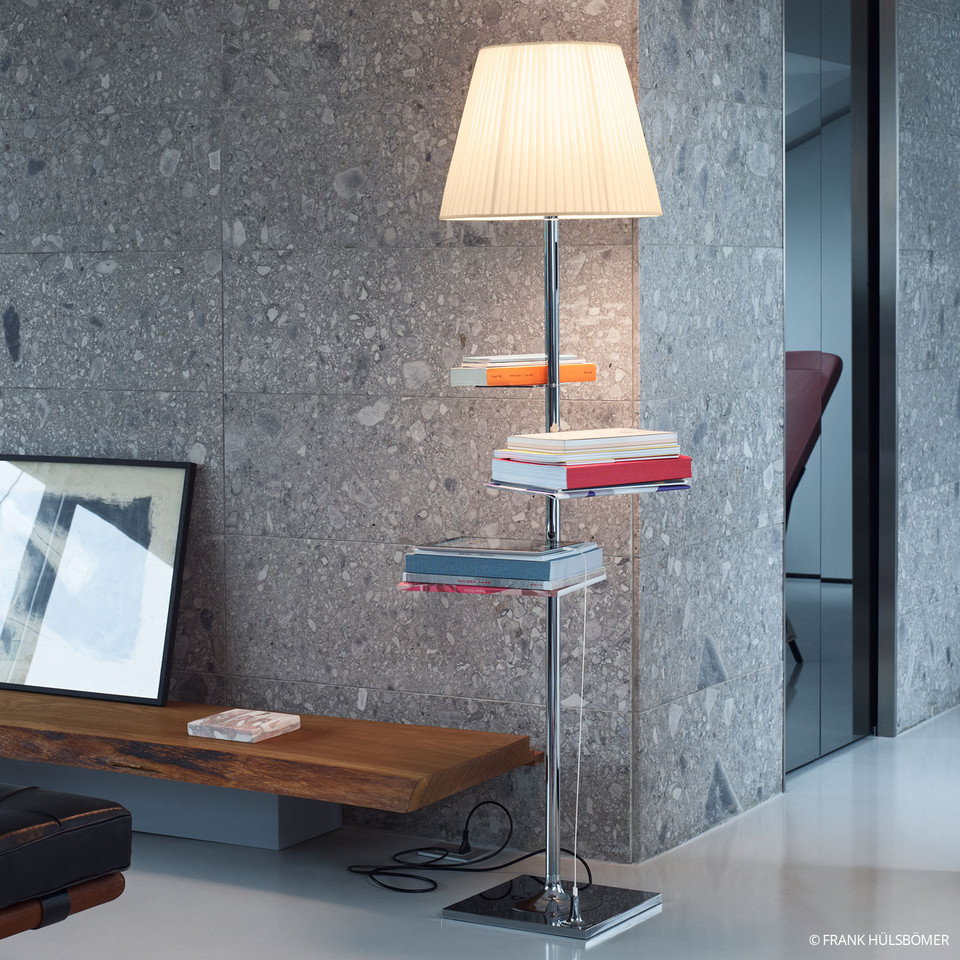Flos Bibliotheque National Golvlampa Soft, metallisk från Flos