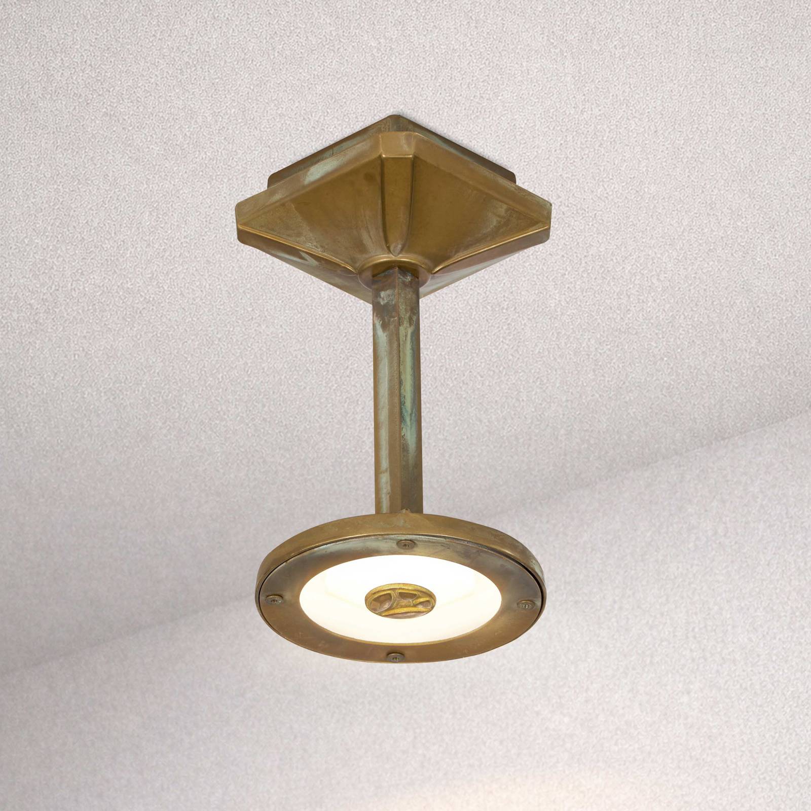 Zewnętrzna lampa sufitowa zewnętrzna LED Aura Disk, wysokość 20 cm, mosiądz
