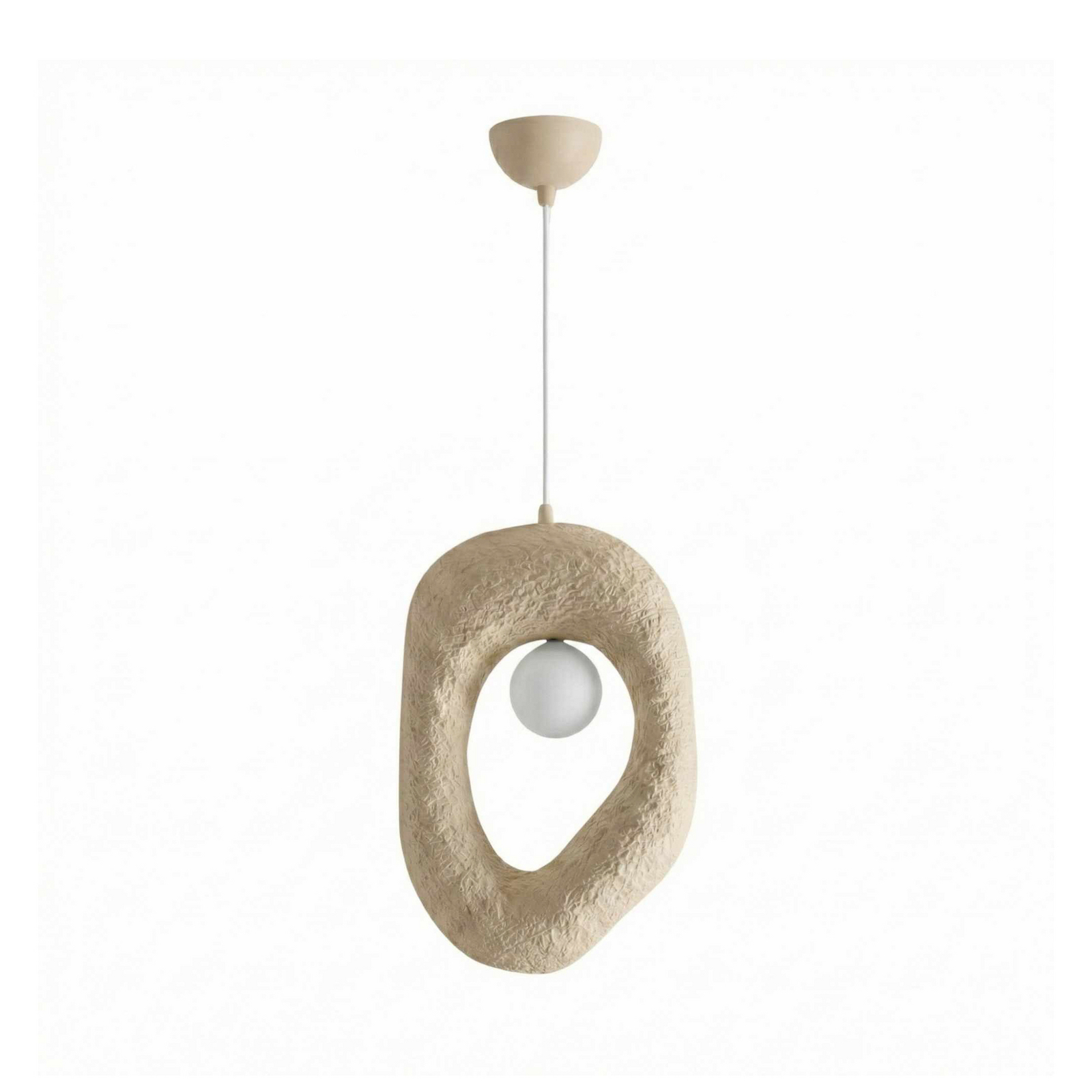 Lampada a sospensione Zoga, ecru, 50 x 30 cm, fibra di vetro, E27 Lampada a sospensione Zoga, ecru, 50 x 30 cm, fibra di vetro, E27