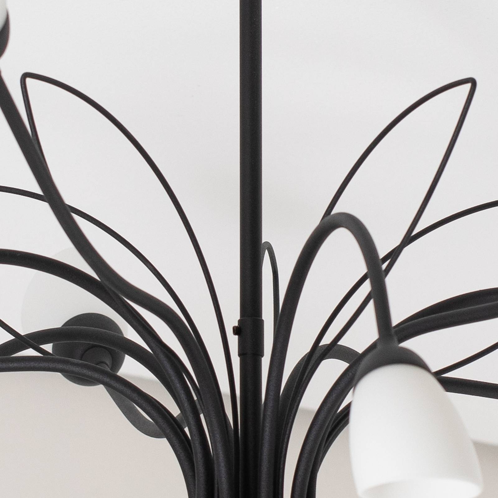 Lampa sufitowa Gloriosa, szkło, czarna, 10-punktowa