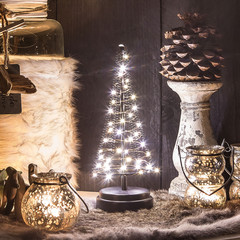 Albero di Babbo Natale, filo di rame, altezza 26 cm
