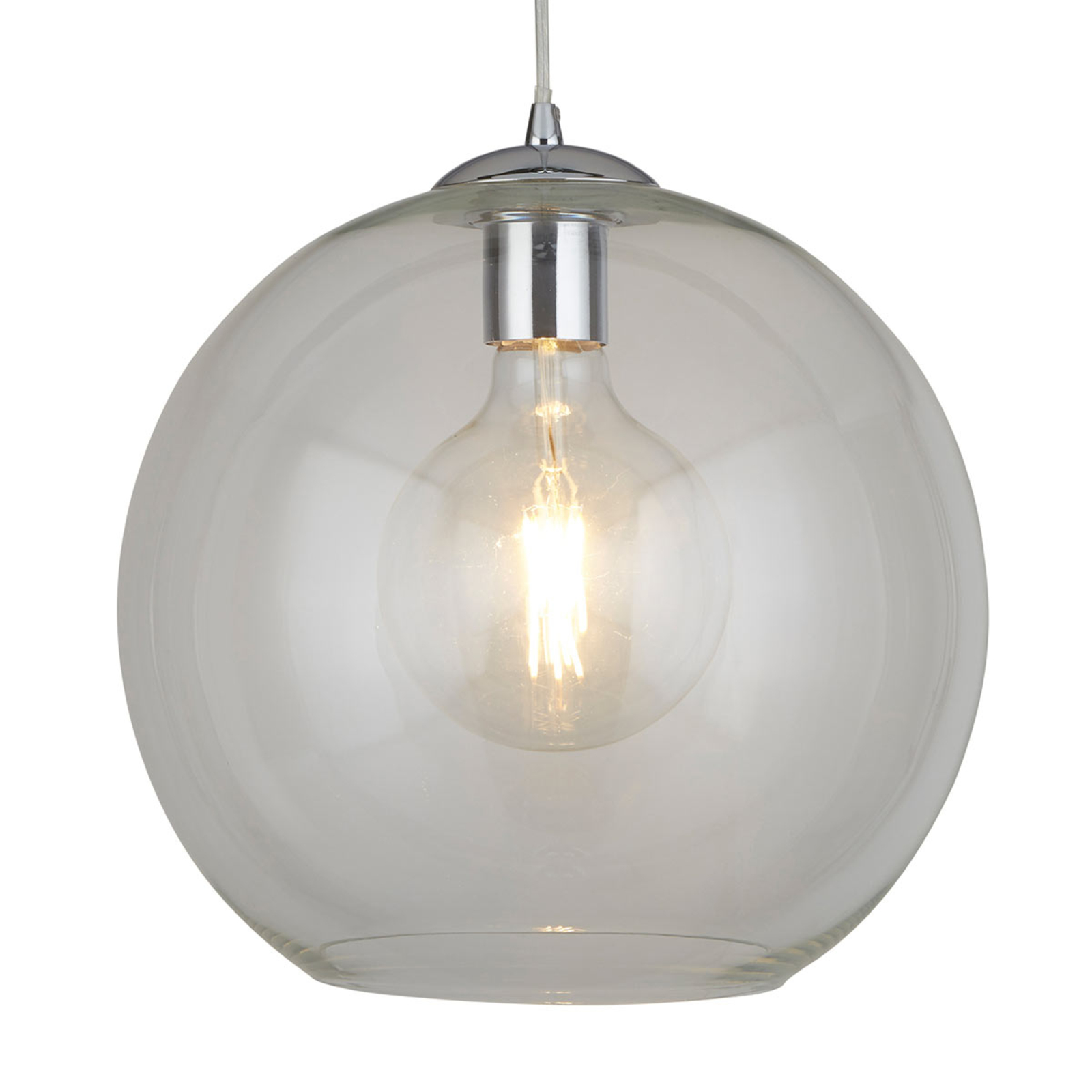Searchlight Spherical Balls glass hanging lamp, 30 cm clear, for Living / Dining Room, metal, glass, E27, 10 W, energy efficiency: A++