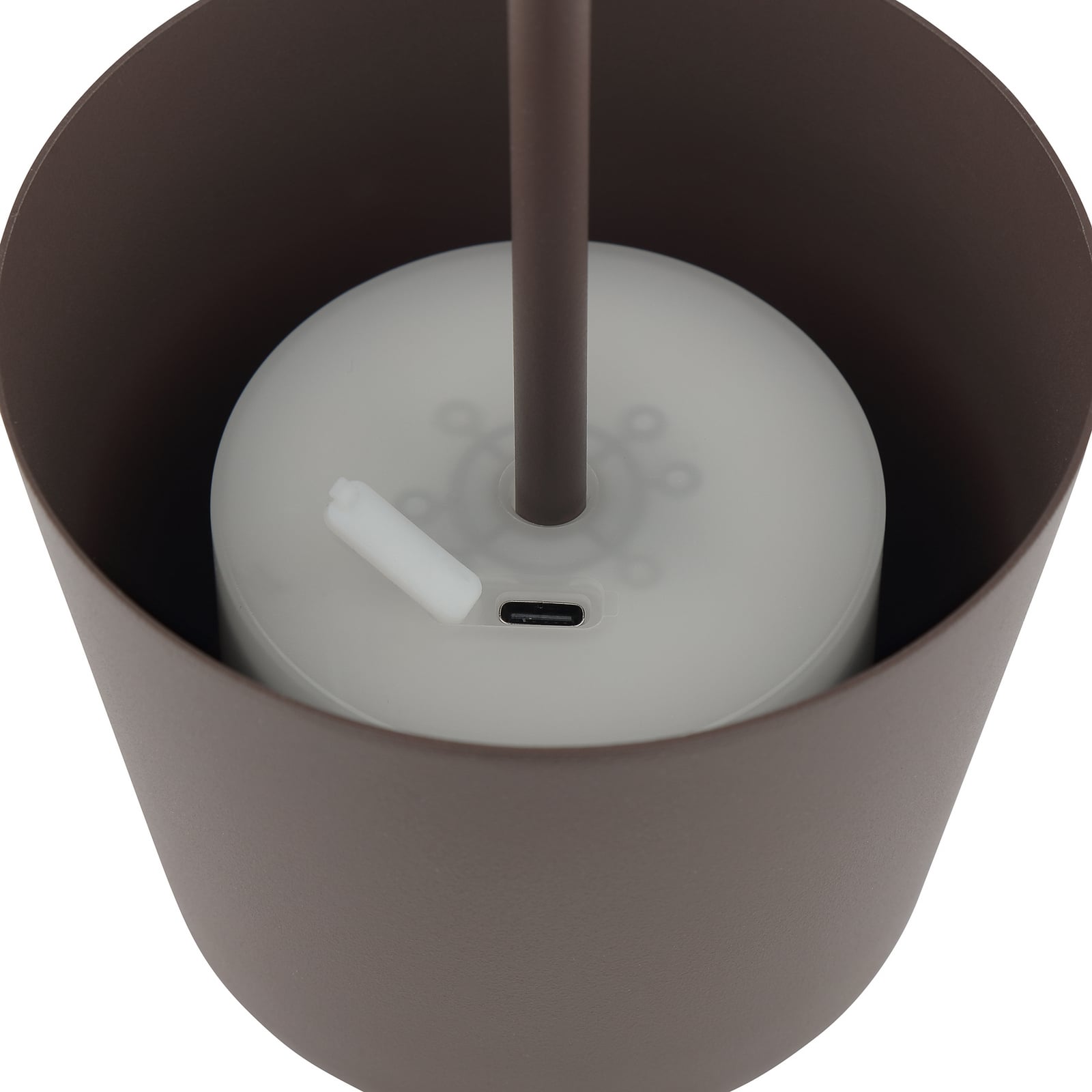 Lampe à poser LED rechargeable Kaami, marron, hauteur 37 cm, IP44, à intensité