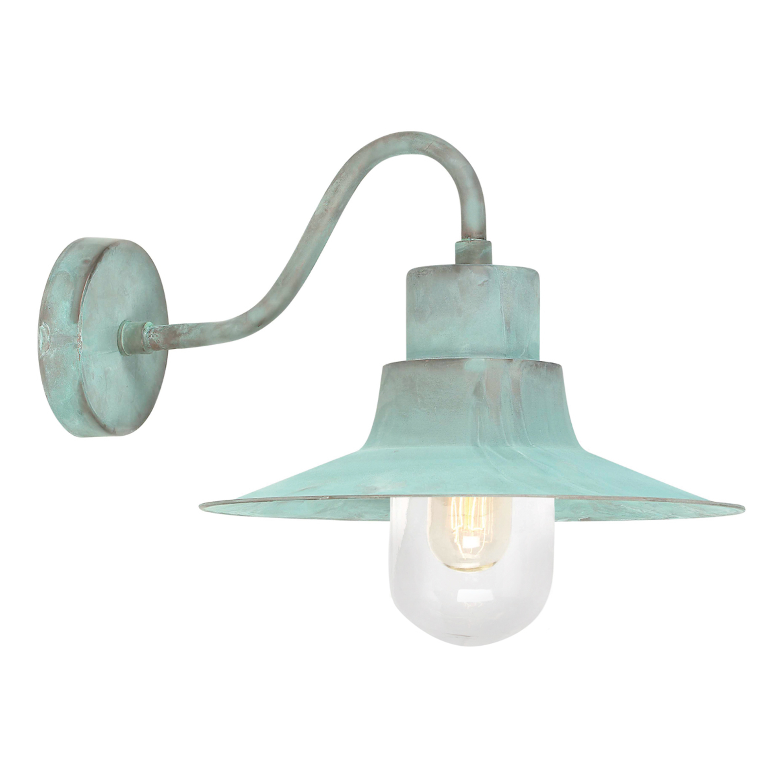 Elstead Sheldon - green patinated outdoor wall light, brass, glass, E27, 100 W, energy efficiency: A++, W: 29.5 cm, H: 24 cm