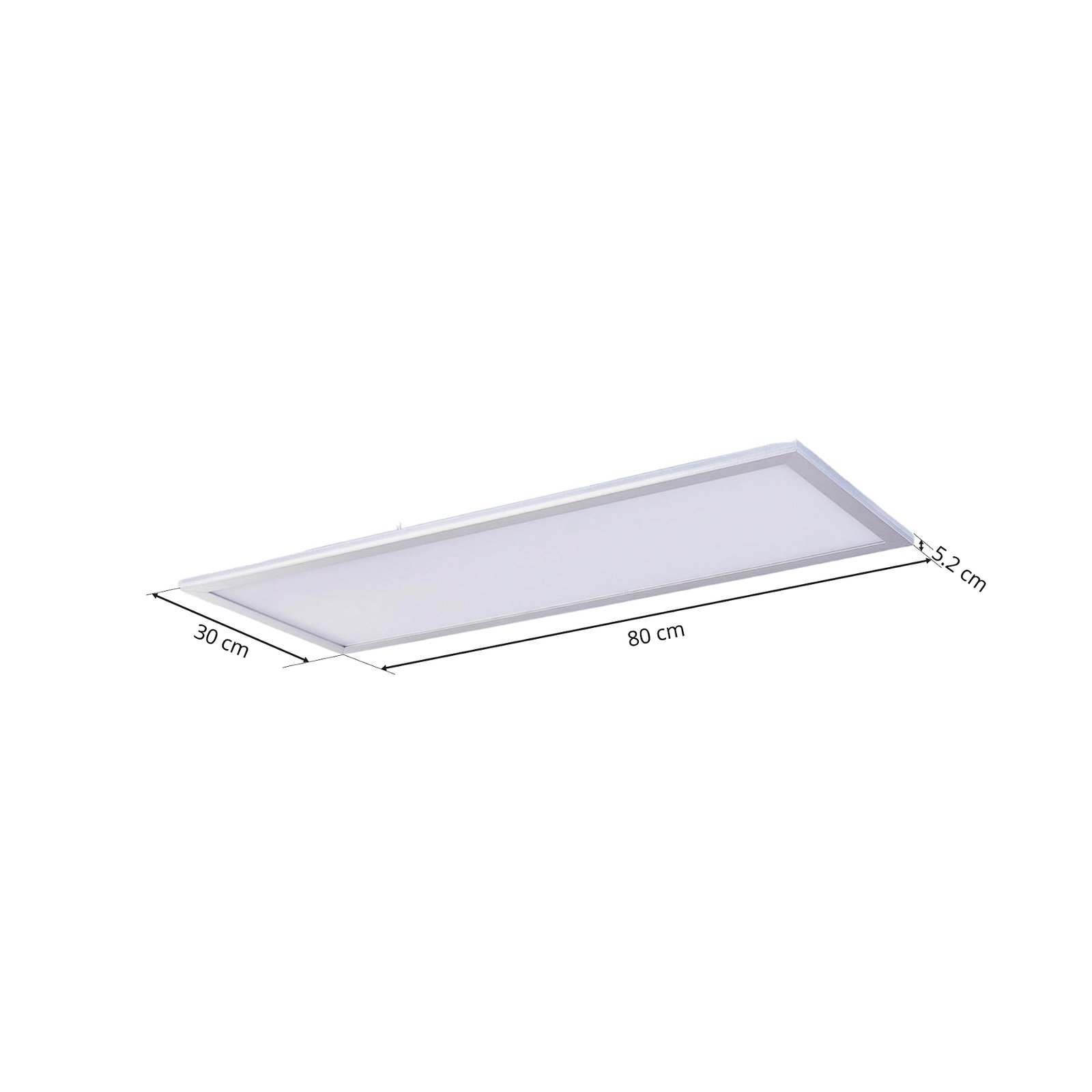 Lindby LED panel Livel, 4,000 K, 80 cm x 30 cm, aluminium