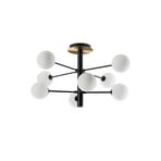 Ideal Lux Cosmopolitan ceiling lamp black metal glass 8flg.