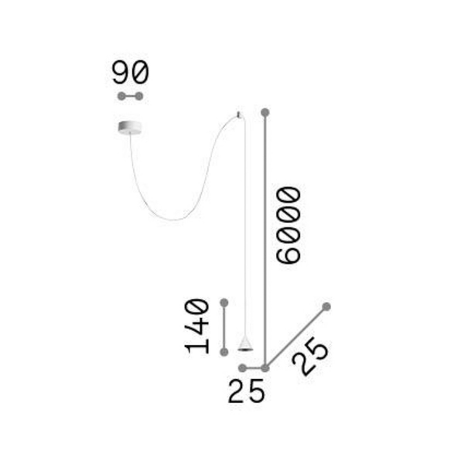 Ideal Lux Archimede Archimede Cono LED negru metal