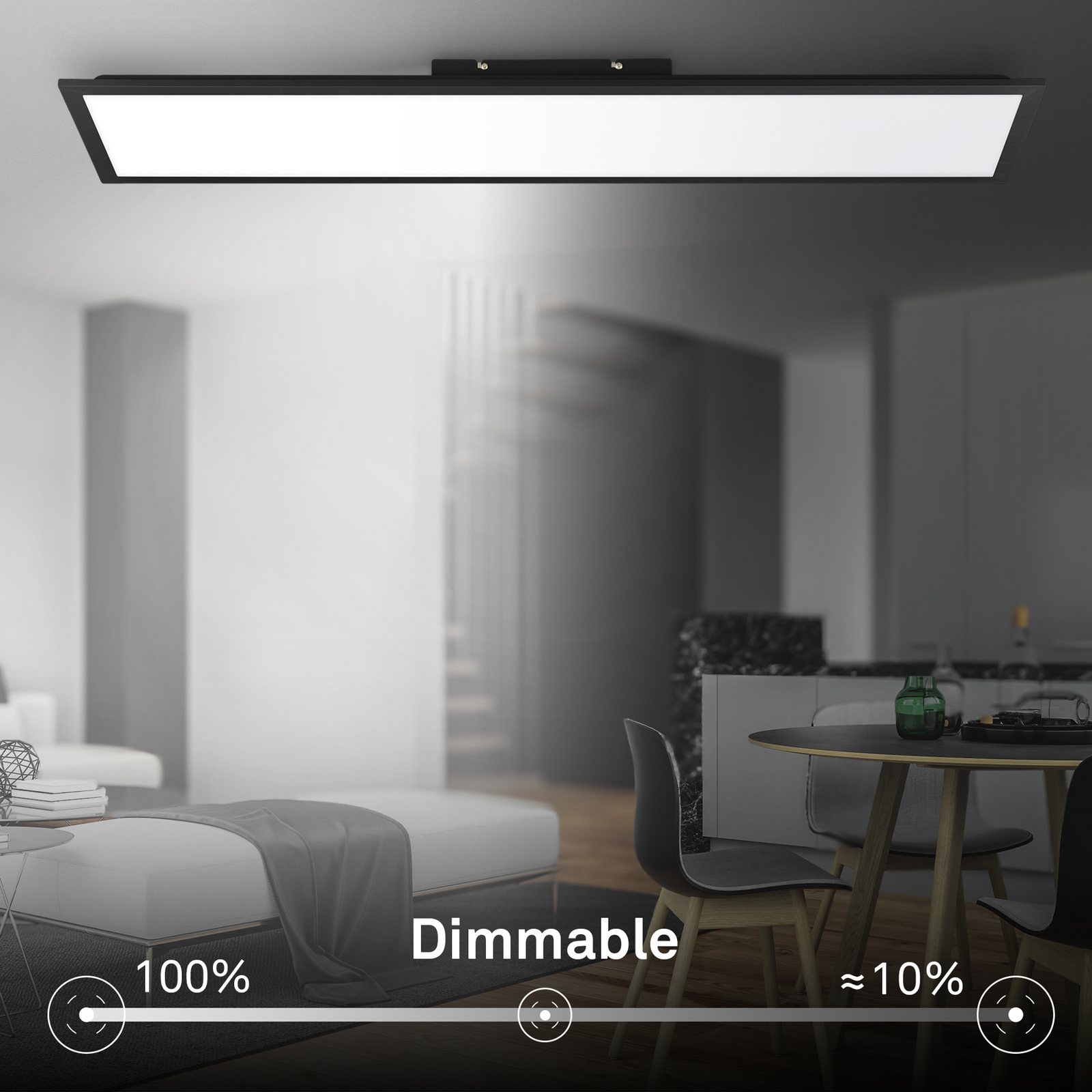 Piatto A LED panel, black, 100 x 25 cm, remote control, 12.6 W