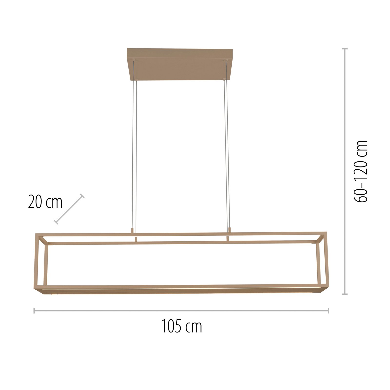 Paul Neuhaus LED-Hängelampe Contura, sandfarben, 105 cm
