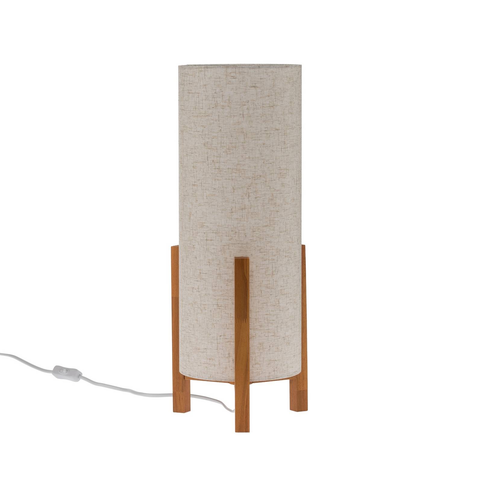 Tischleuchte 3193, Holz, Leinentextil, Höhe 52cm