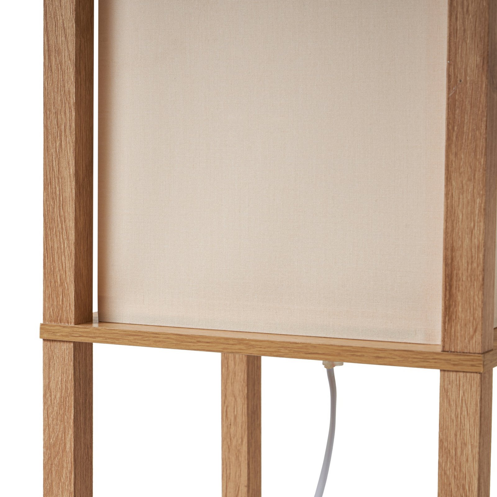 Birta gulvlampe, træfarvet/hvid, reol, træ - Lindby