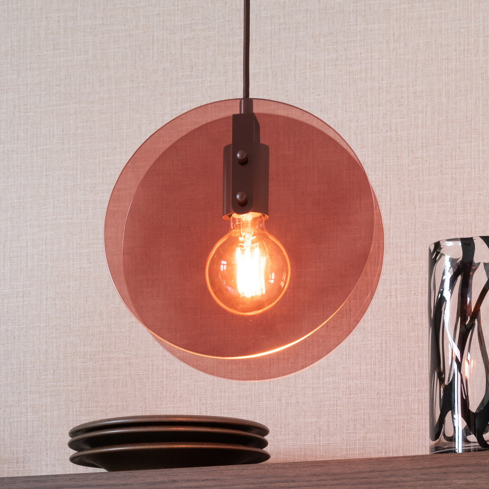 IT'S ABOUT ROMI Toledo hanging light, brown, Ø 25 cm