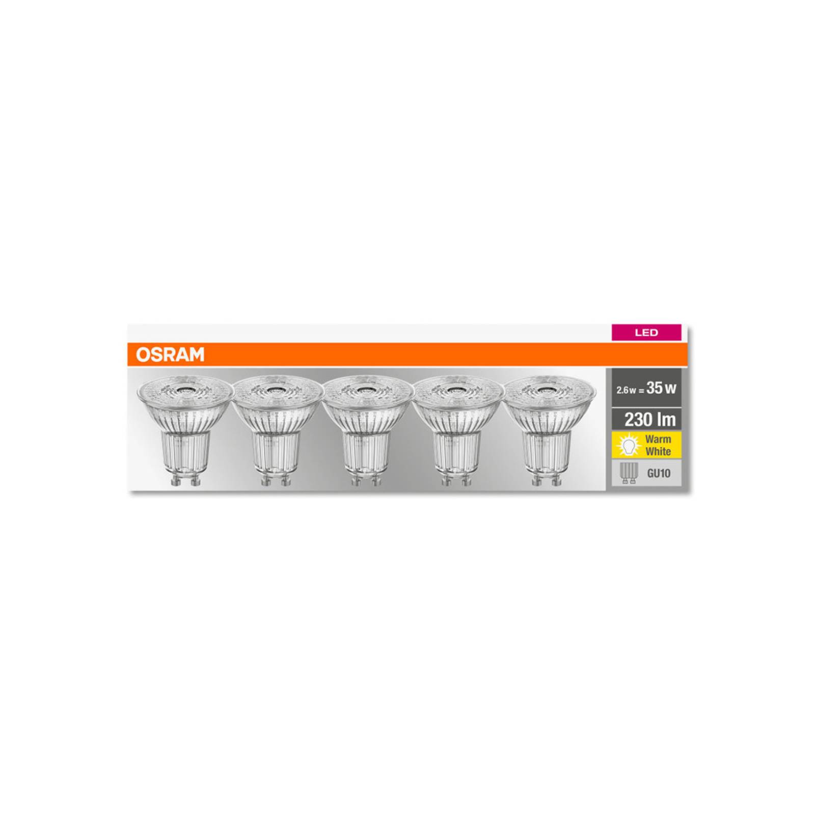 OSRAM reflektor LED GU10 2,6W 230lm 36° 5 szt.