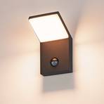 Ordi LED-vegglampe, antrasitt, aluminium, bredde 10 cm, sensor