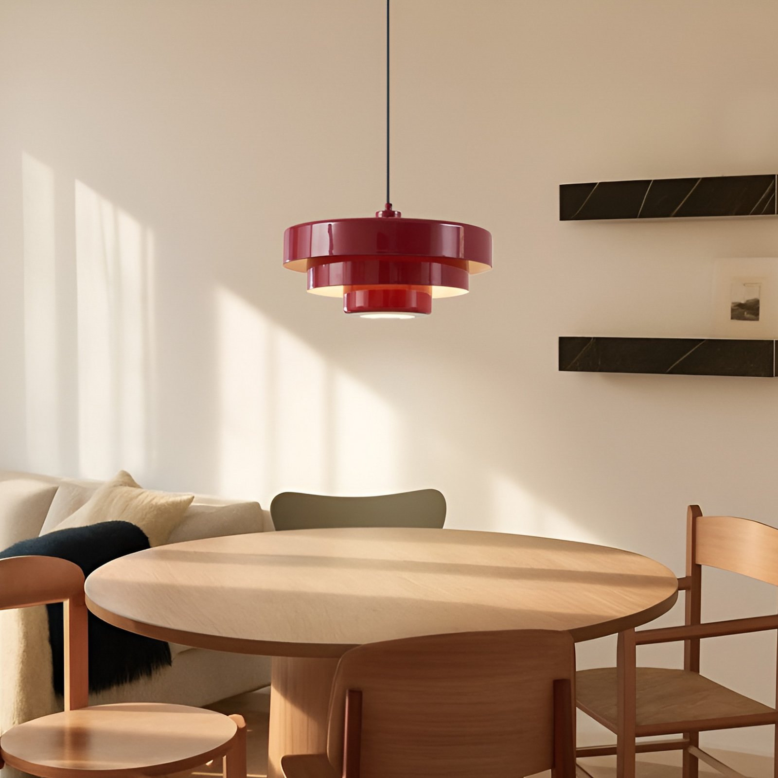 Lindby piekaramā lampa Tivra, sarkana, Ø 35 cm, metāls, E27