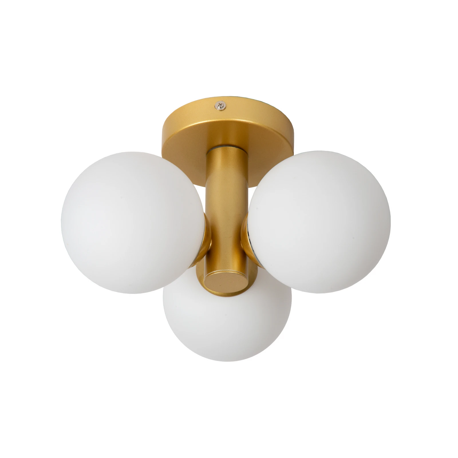 Badkamer-plafondlamp Trudy, 3-lamps mat goud/opaal