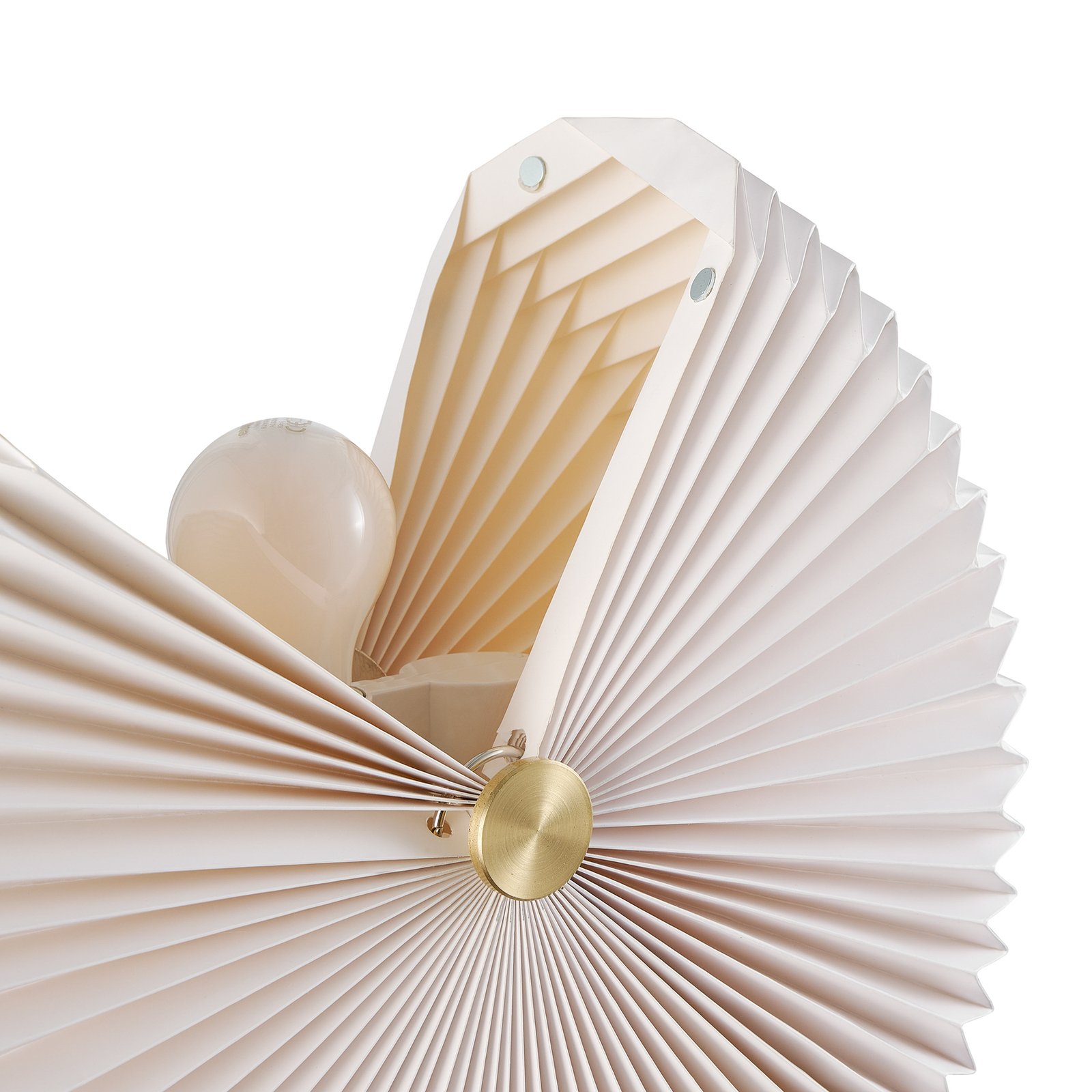 Plafoniera Belloy 40, paralume in carta plissettata, bianco