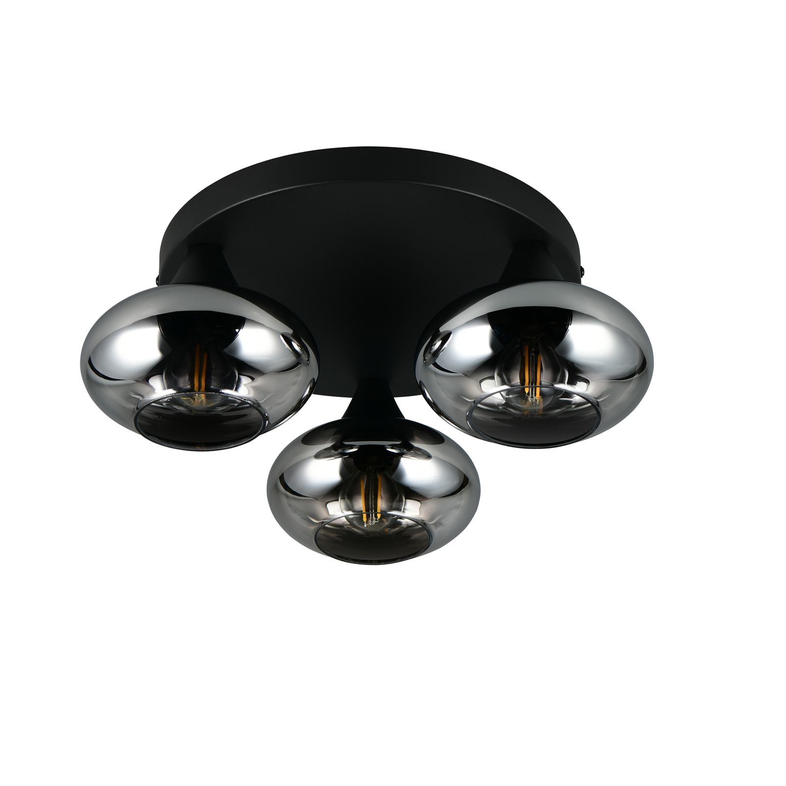 Plafoniera Divina, color fumo, Ø 39 cm, a 3 luci, vetro