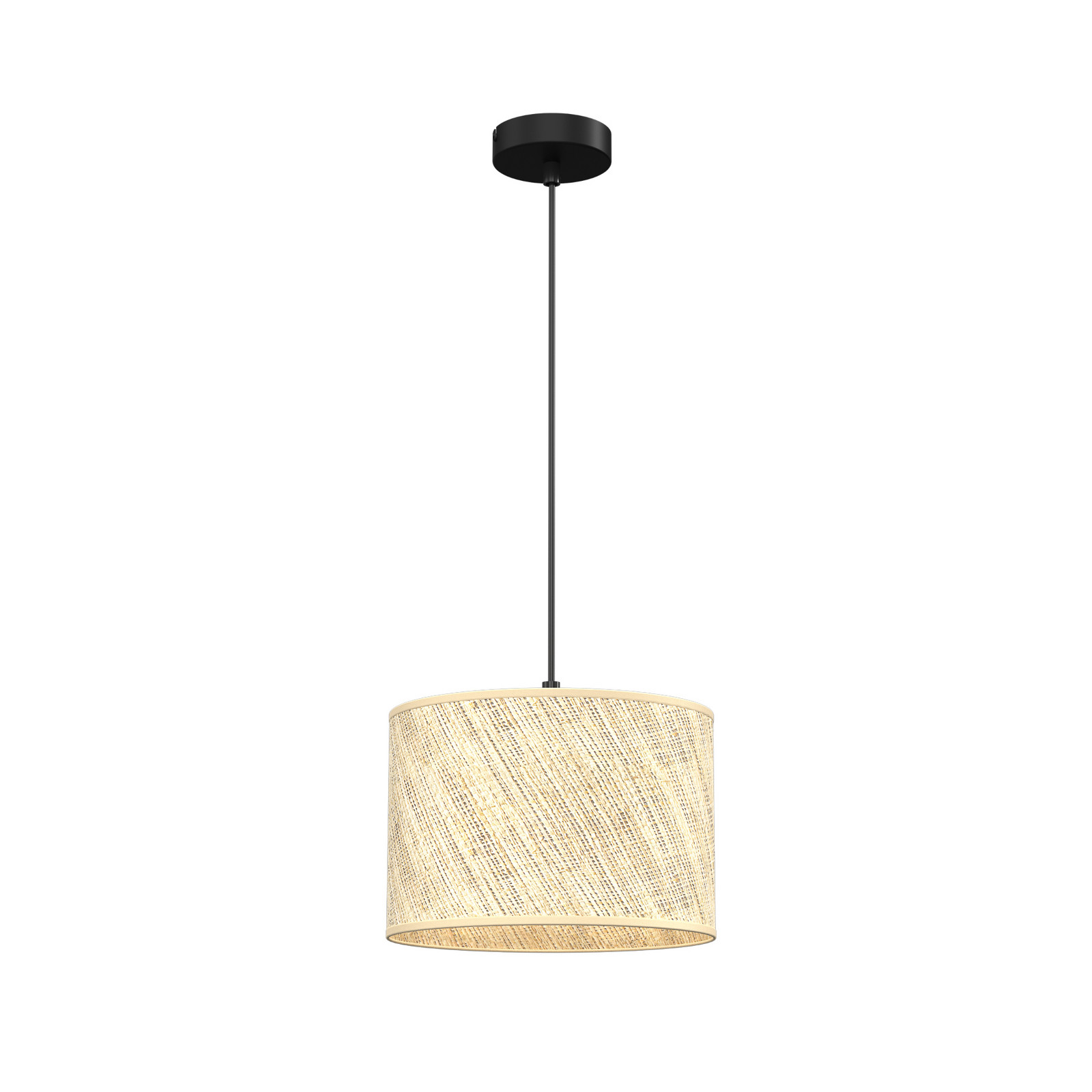 Euluna Lampă suspendată Jovin cu abajur din ratan Ø 25cm - Camera de zi / sufragerie - bej negru - Metal