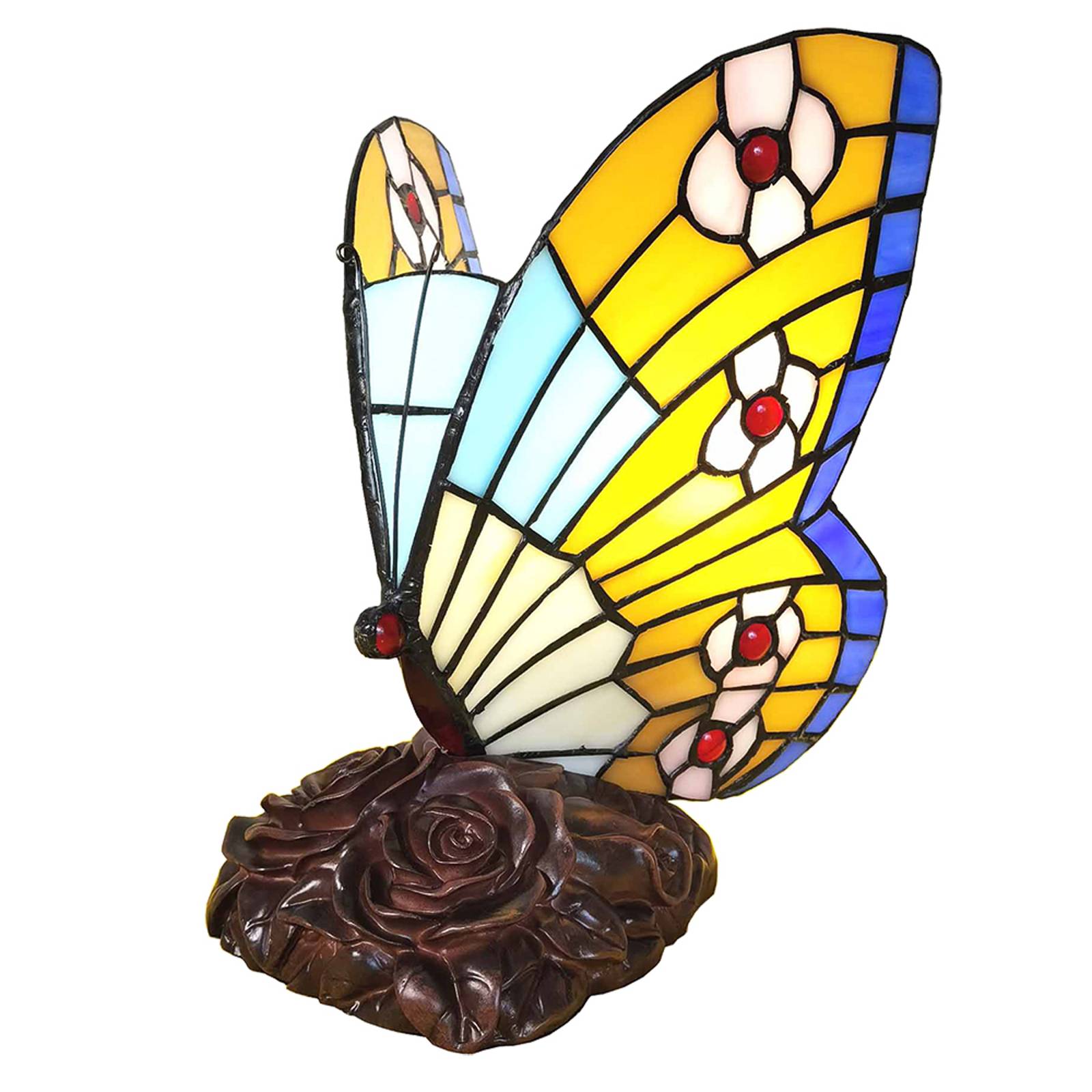 Clayre&Eef Lampe à poser 5LL-6106 Papillon au style Tiffany