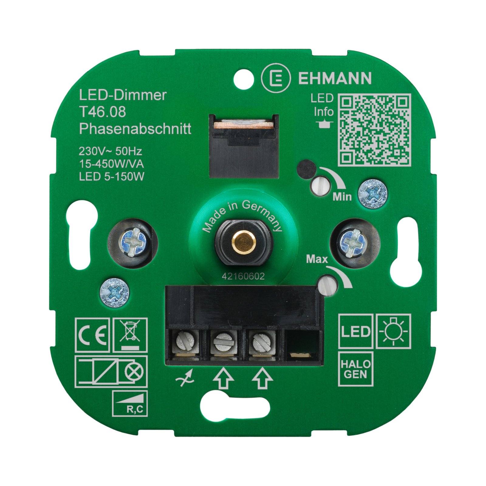 EHMANN T46 LED-dimmer fase afsnijding, 15 - 150 W