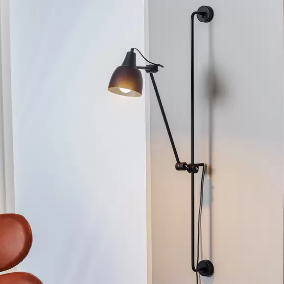 Lampenwelt Wandleuchte 997 mit Stecker, einflammig, schwarz