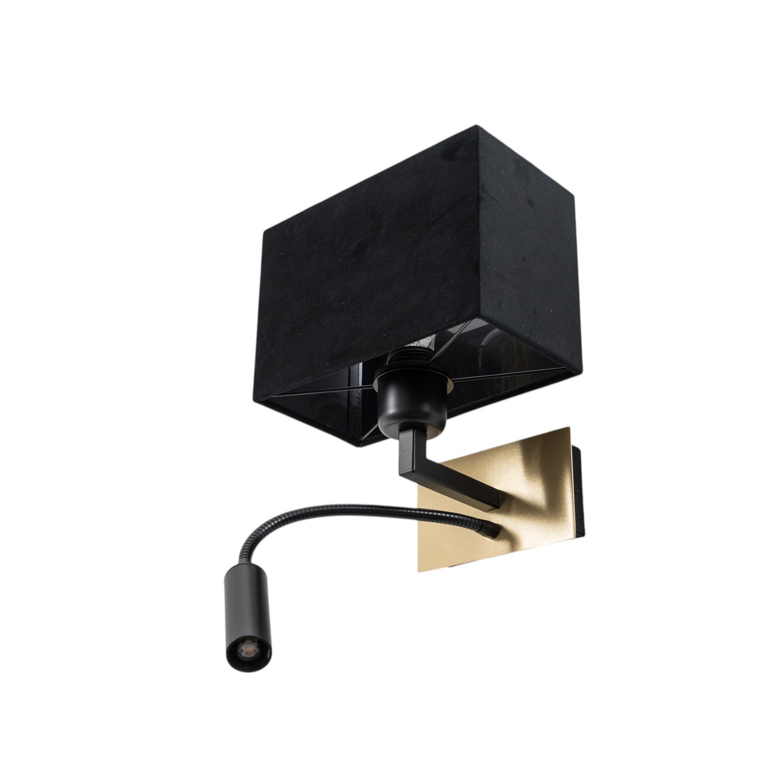 Lampa ścienna Harry, kątowa, mosiądz/czarny/czarny