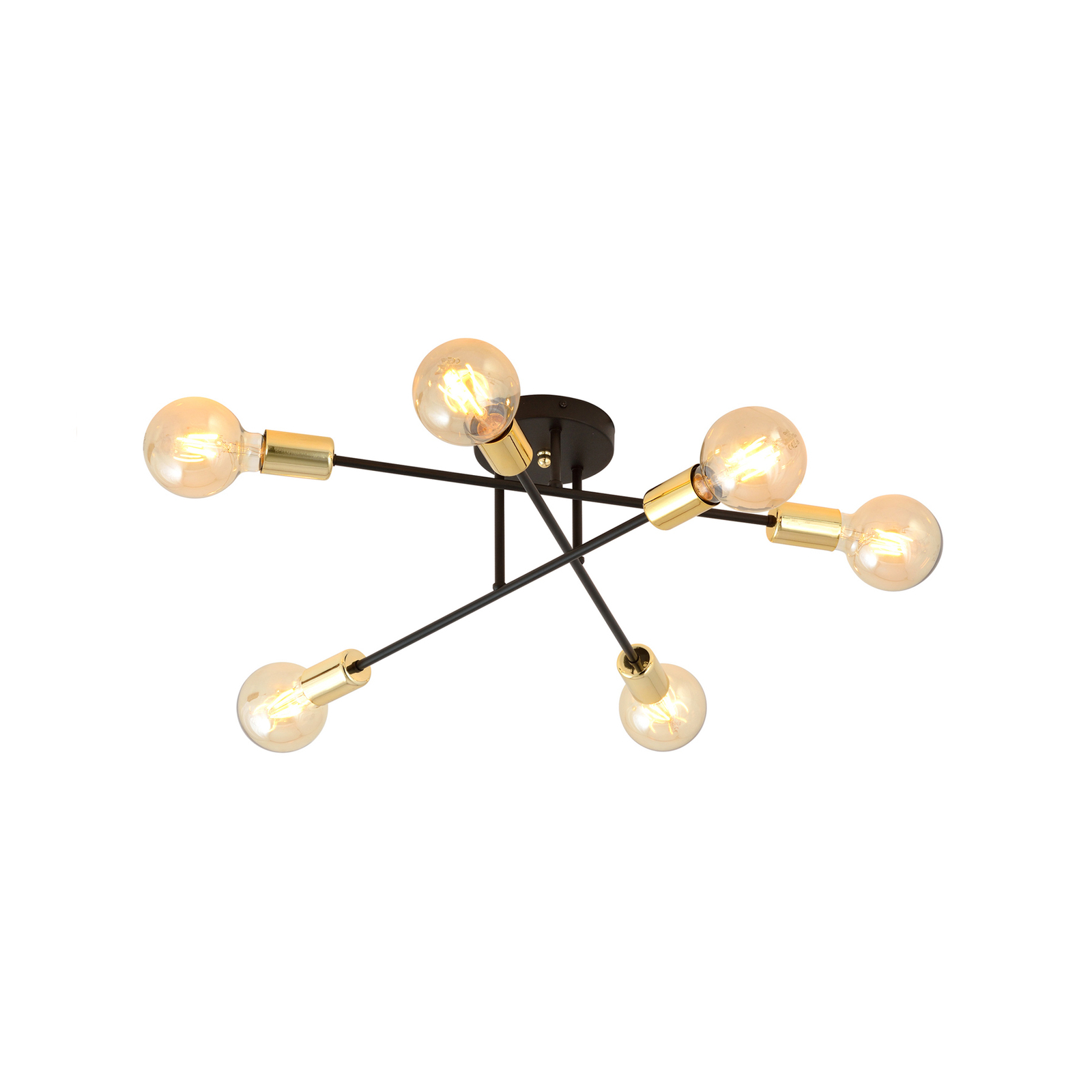 Veken 6B loftlampe, 6 lyskilder, sort/guld