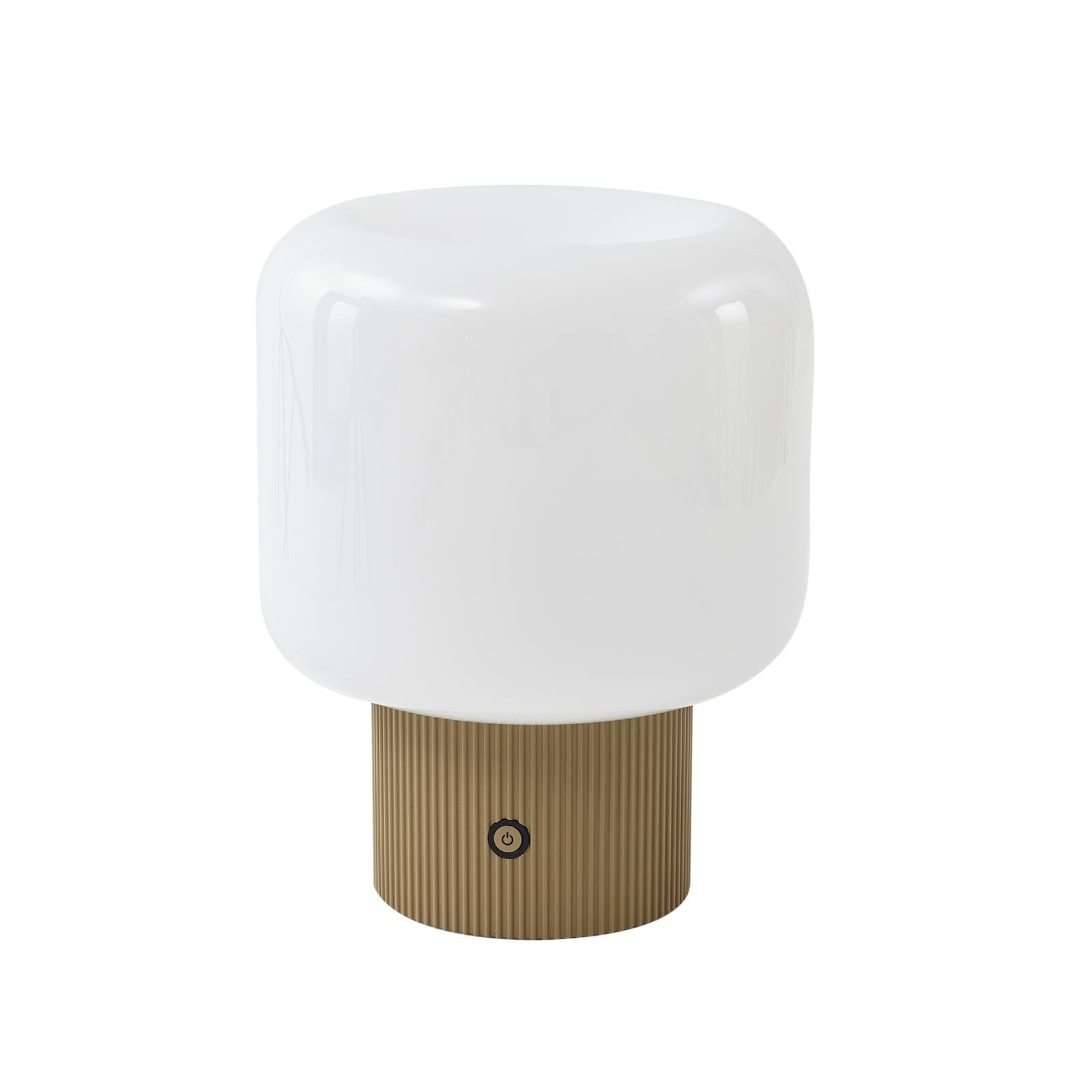 Lucande LED-Akku-Tischleuchte Katrin Palme, beige, Glas