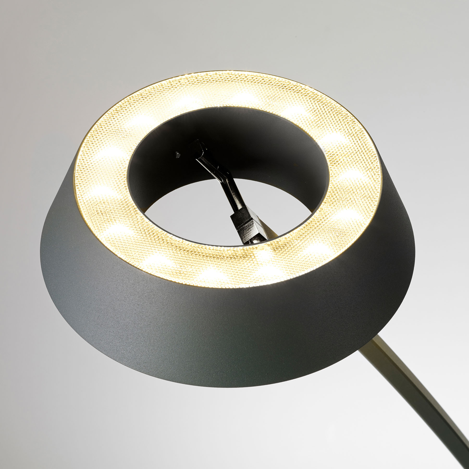 OLIGO Glance LED stolní lampa oblouk šedá matná