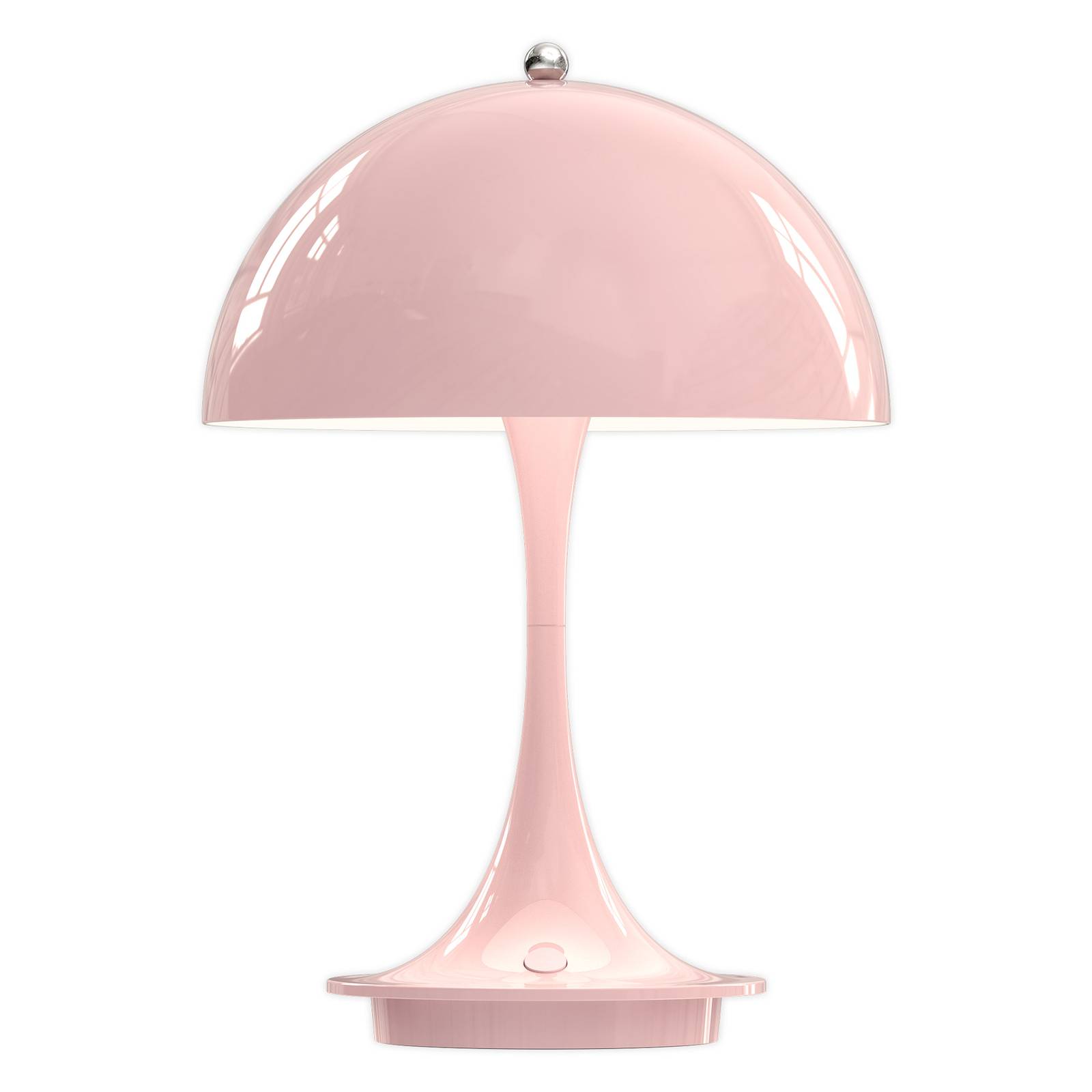Louis Poulsen Panthella Portable table lamp pink, for Living / Dining Room, steel, aluminium, 2.5 W, H: 23.2 cm