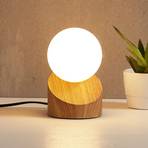 Lámpara de mesa LED Alisa, soporte óptica madera