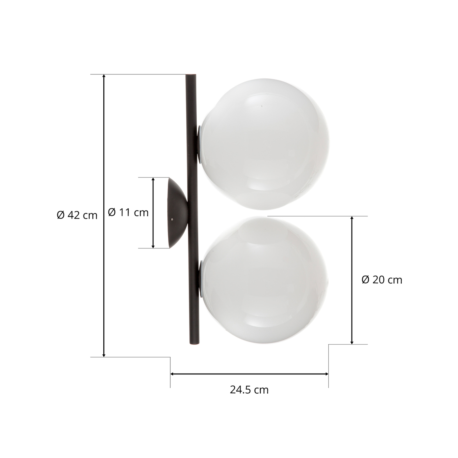 FLOS IC C/W1 Double nástěnné světlo černé Ø 20 cm