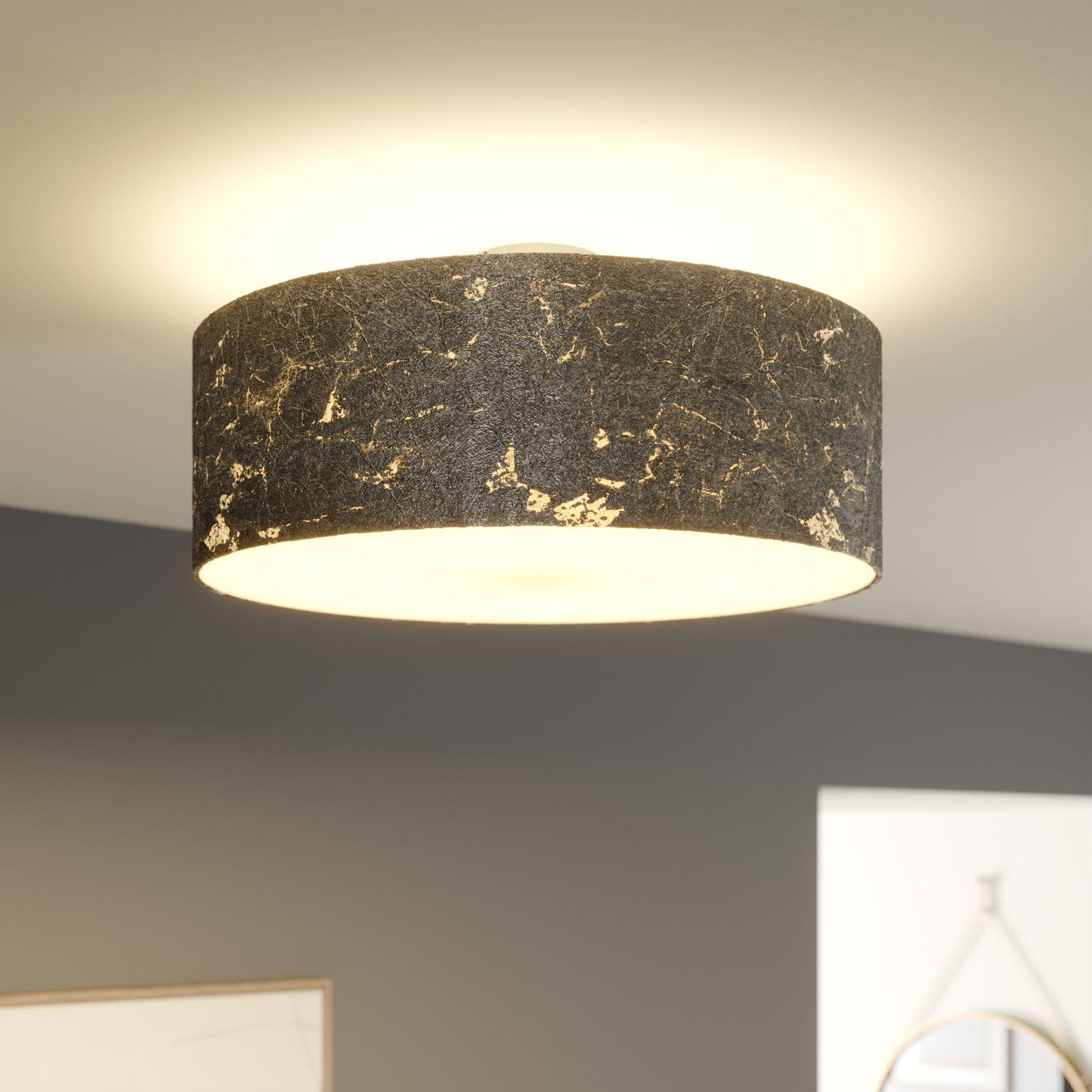 Quitani Aura ceiling lamp, silver beaten metal