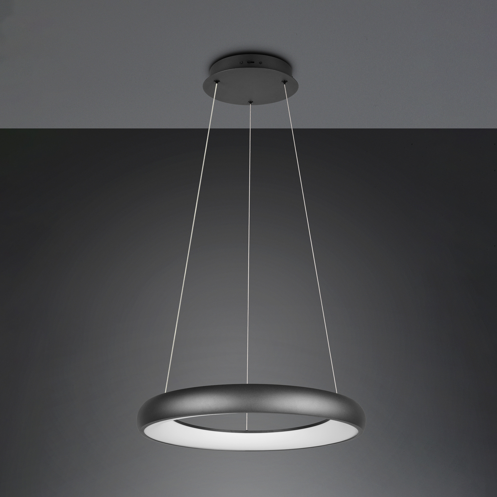 Suspension LED Cardona, Ø 62 cm, noir, CCT, métal