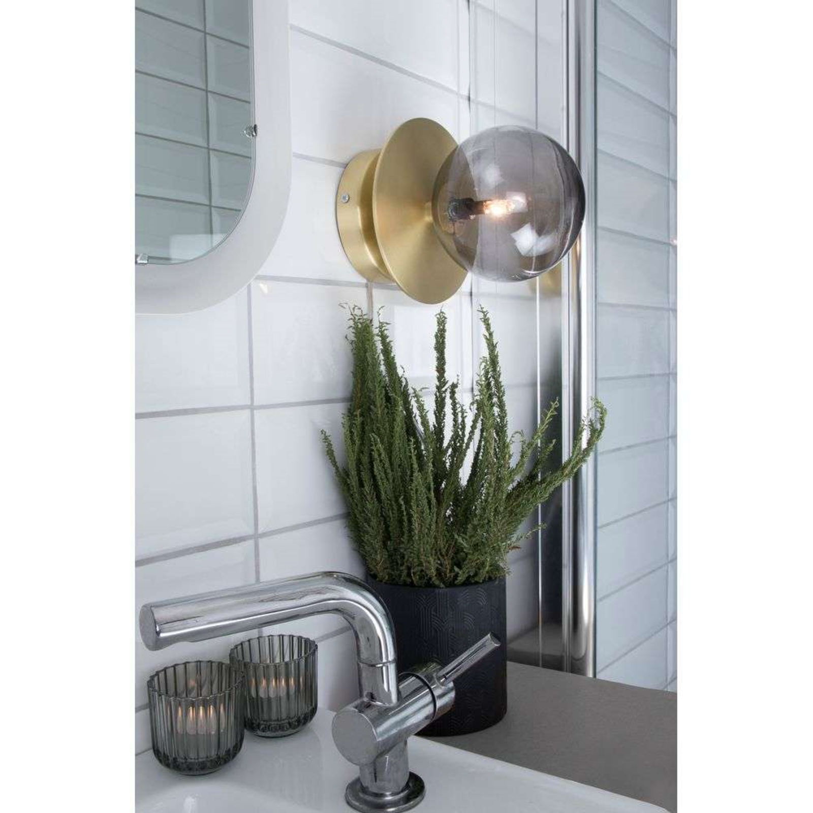 Art Deco Candeeiro de Parede/Tecto IP44 Brushed Brass - Globen Lighting