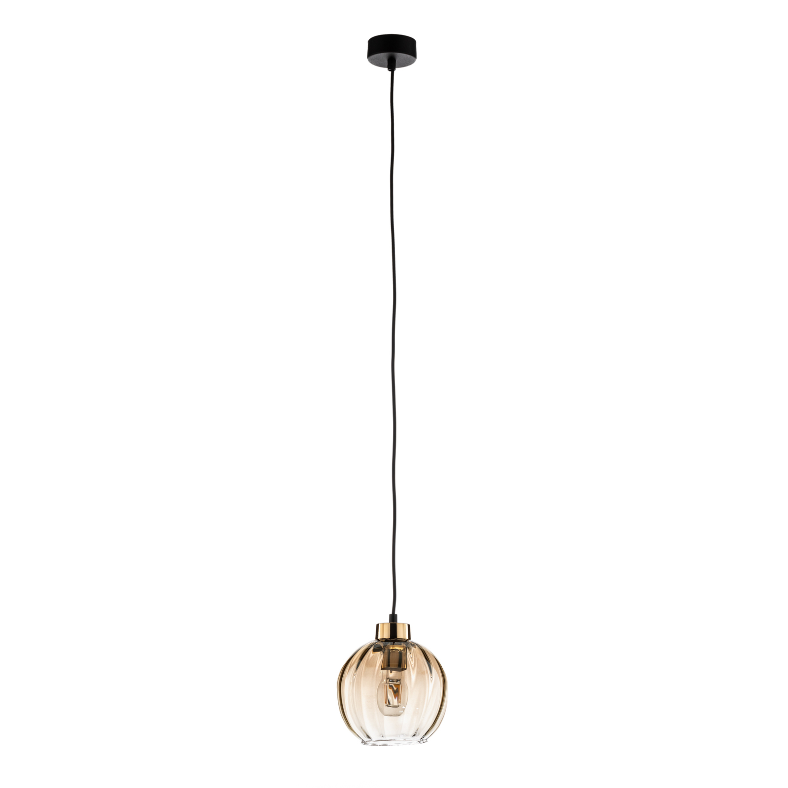 Devi pendant light, glass, amber, 1-bulb, Ø 18cm