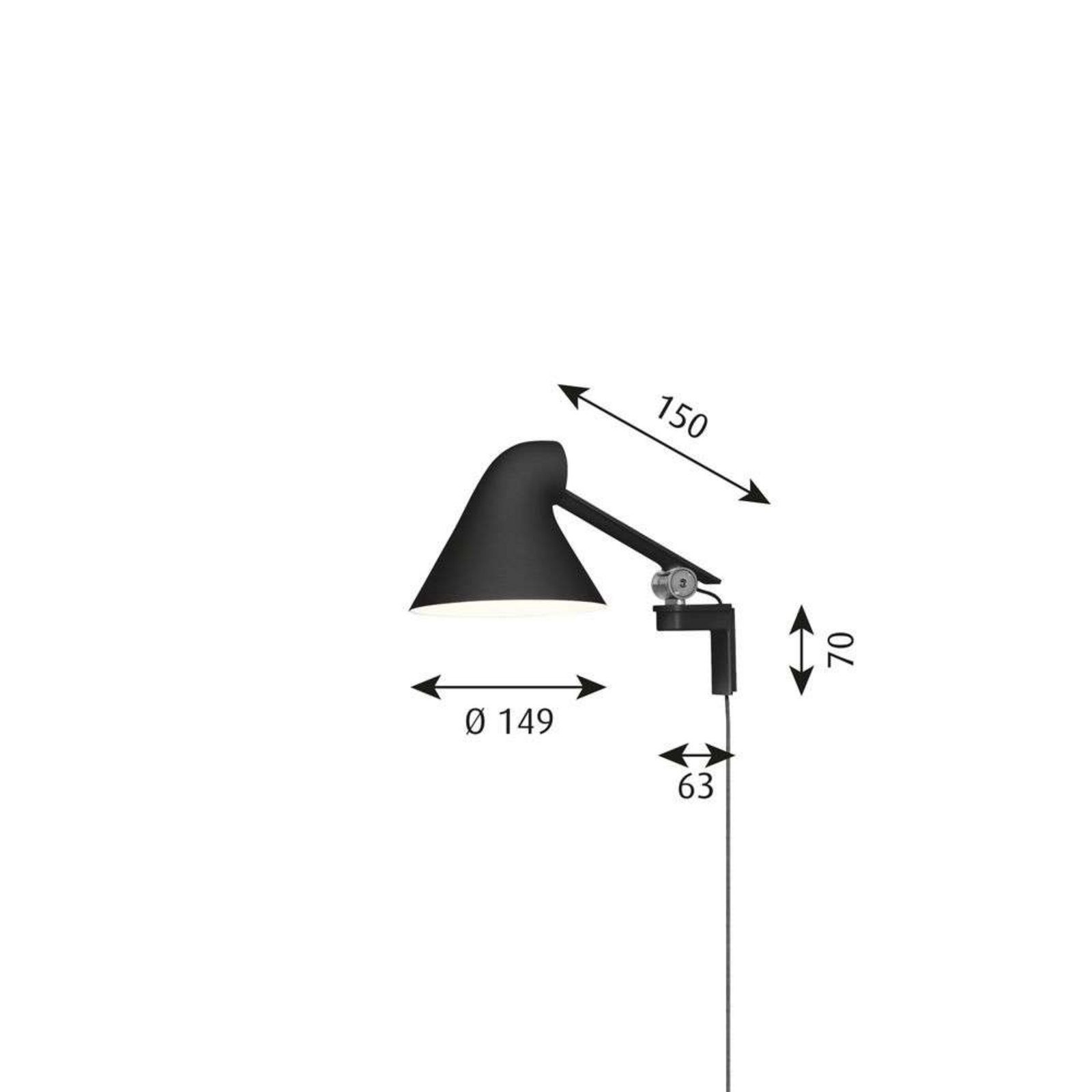 NJP Aplică de Perete Short Arm Black - Louis Poulsen