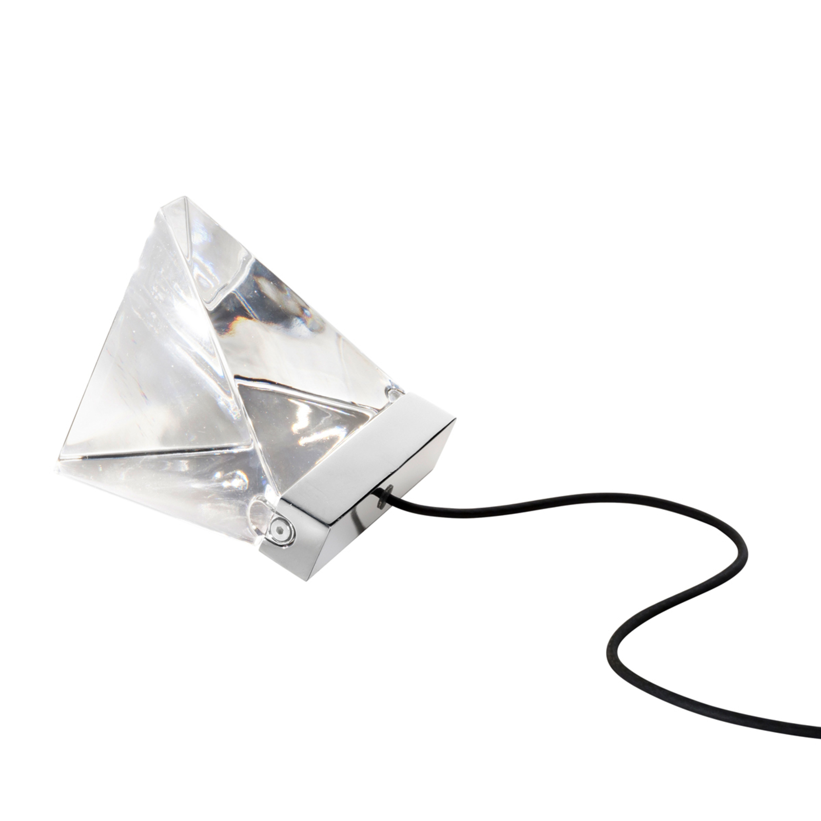 Kleine kristal tafellamp Tripla met LED, aluminium