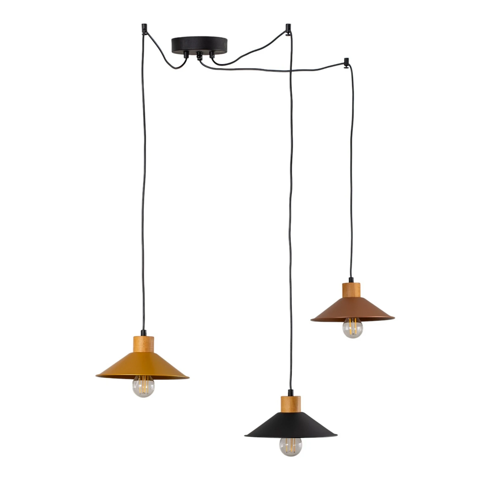 Candeeiro suspenso Manavgat N-554 3 luzes ouro/preto/cobre