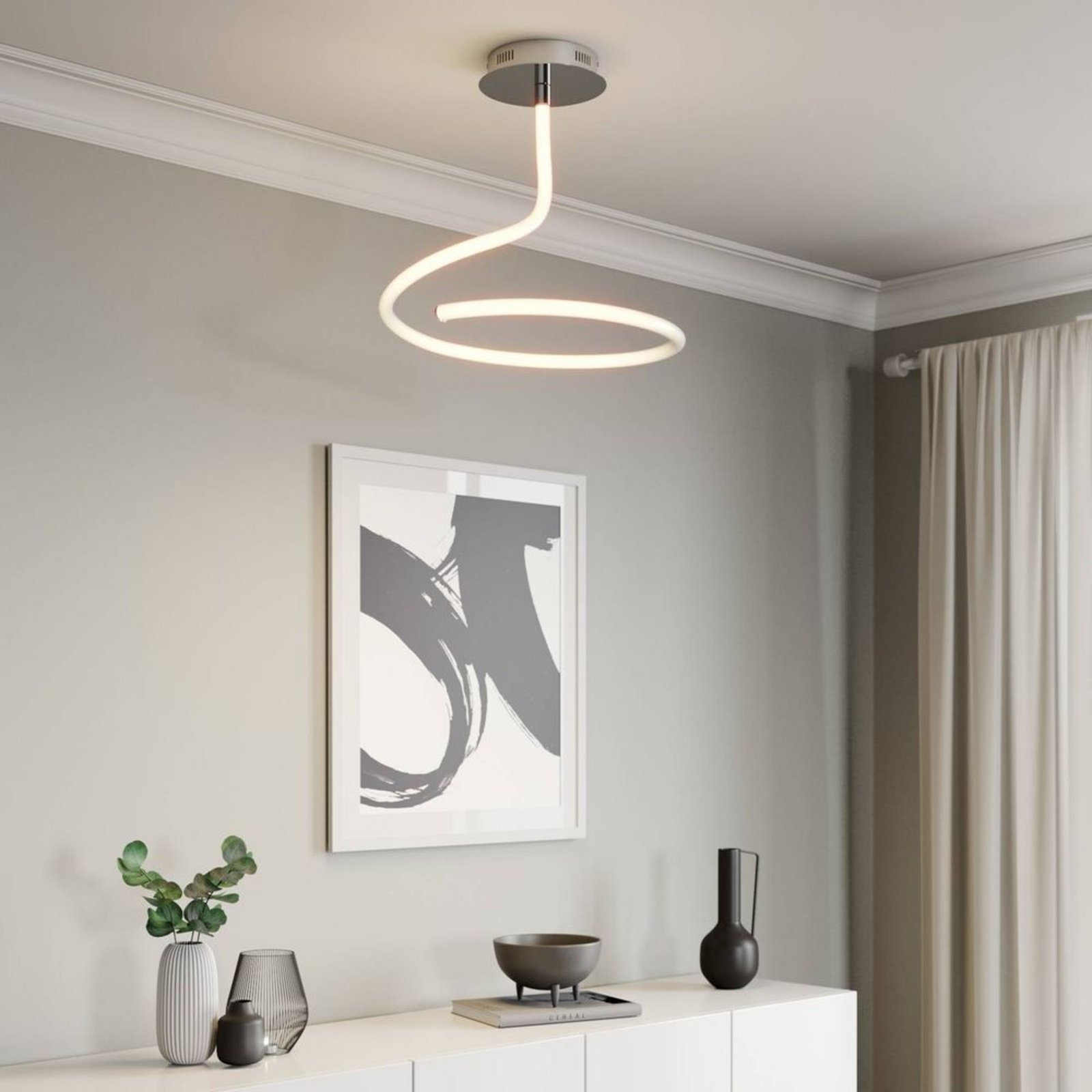 Serpentina LED Plafonieră White/Chrome - Lucande