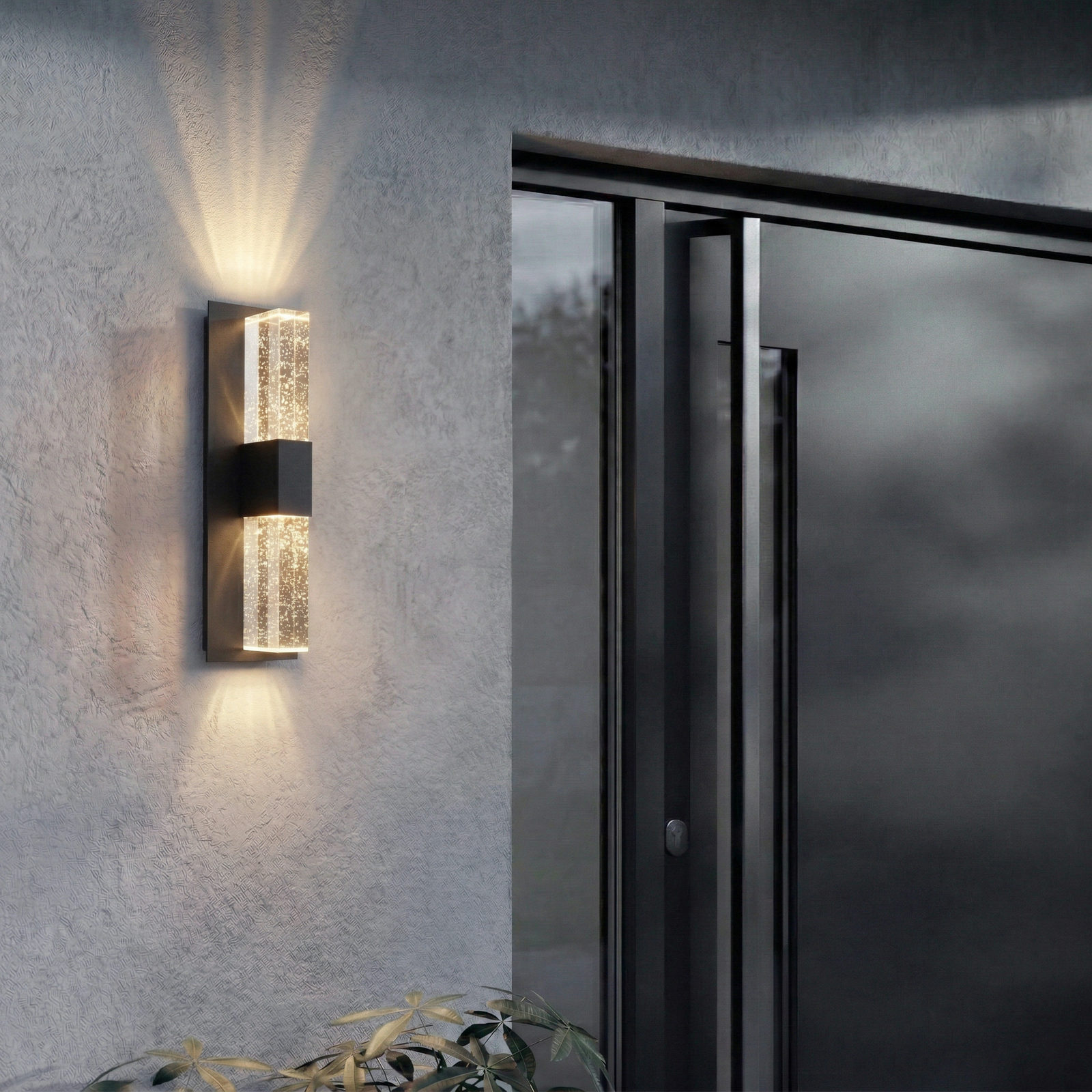 Lucande LED-Außenwandlampe Velune, anthrazit/klar, 46cm, CCT