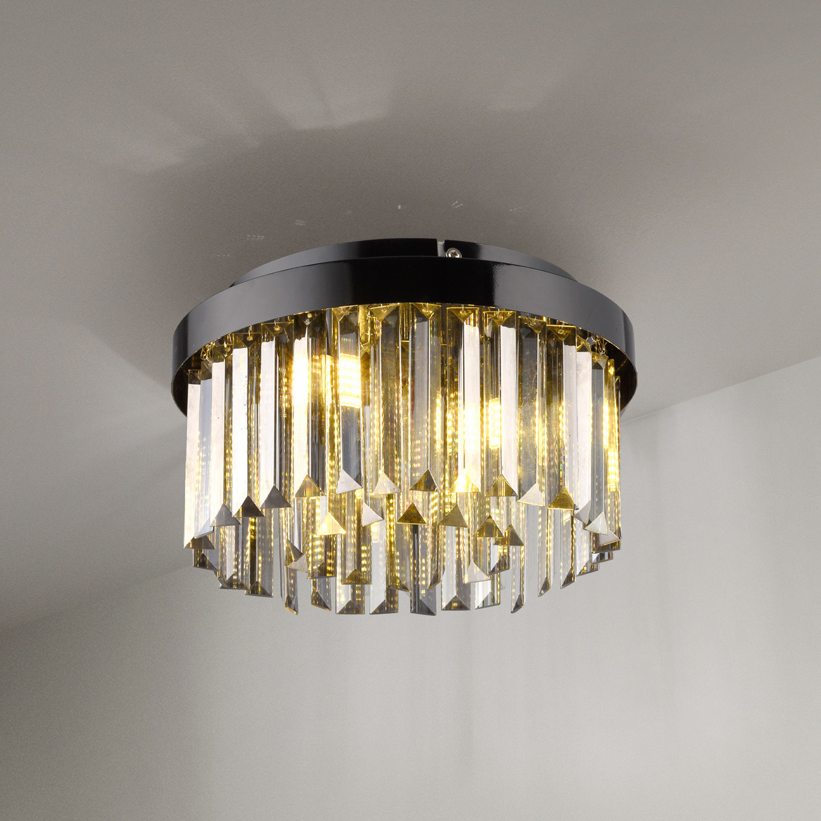 JUST LIGHT. GmbH JUST LIGHT. Plafonieră Kulunka sticlă de cristal negru - Camera de zi / sufragerie - negru clar - Metal