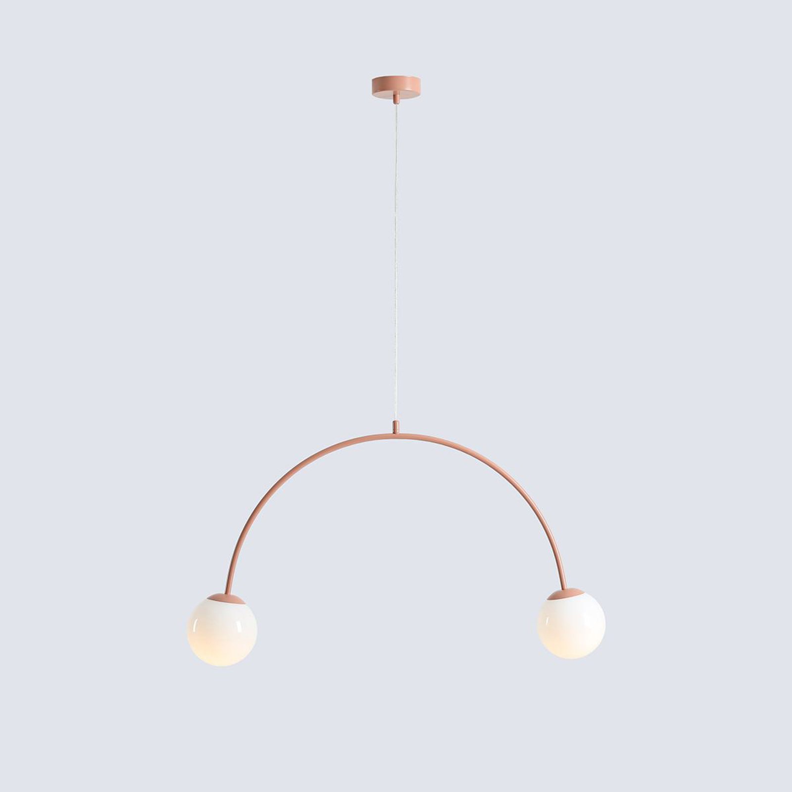 Una 2 hanglamp, metaal, glas, 2-lamps, koraalrood