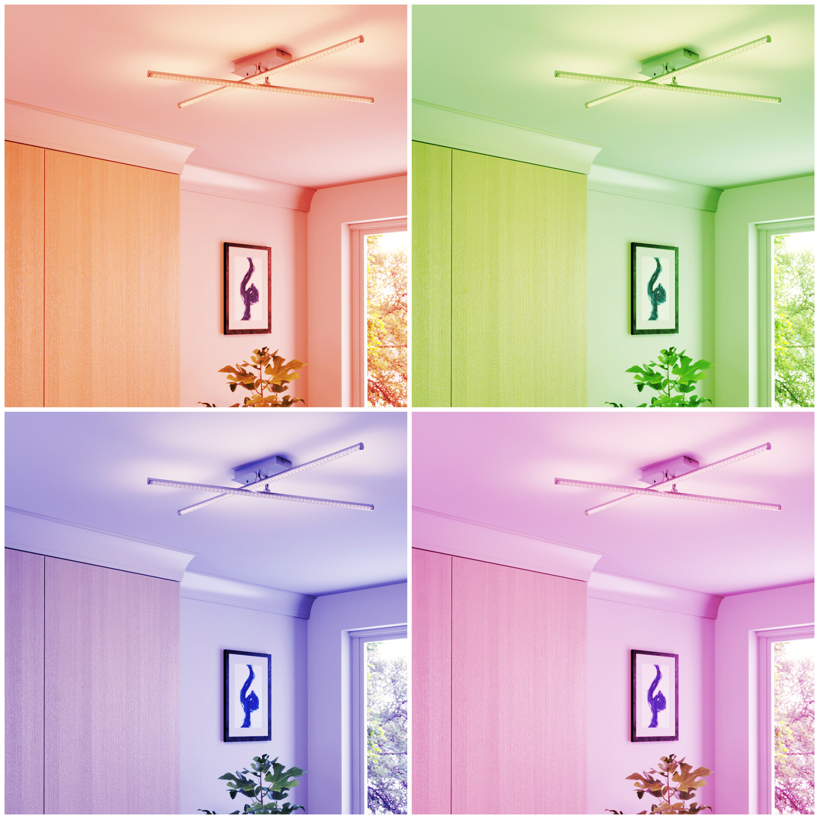 Lindby Lansson -LED-RGB-kattovalaisin 2-lamppuinen