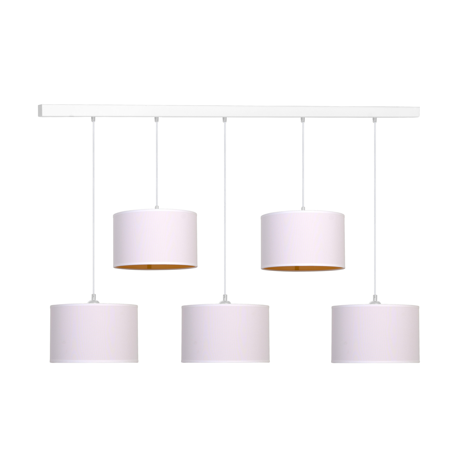 Sospensione Roller bianco/oro, Ø25cm, 5 luci