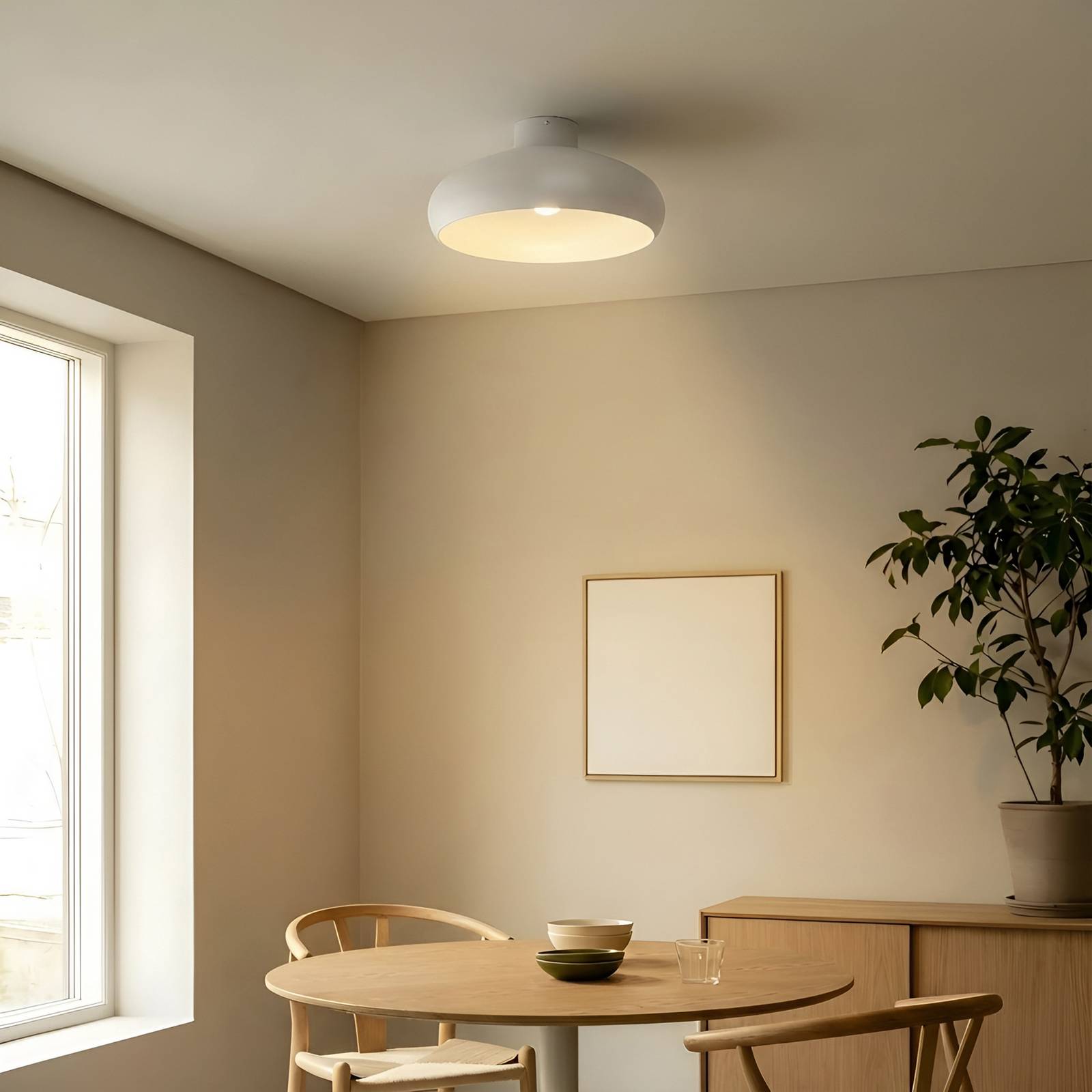 Plafoniera Lindby Elover, Beige, Ø 45 Cm, Ferro-image