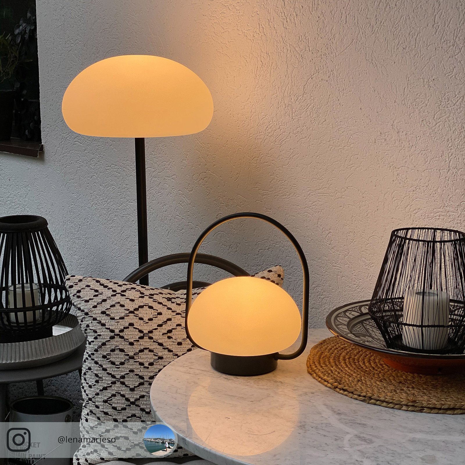 Luminaire de terrasse LED rechargeable Sponge, noir/blanc, métal, IP65
