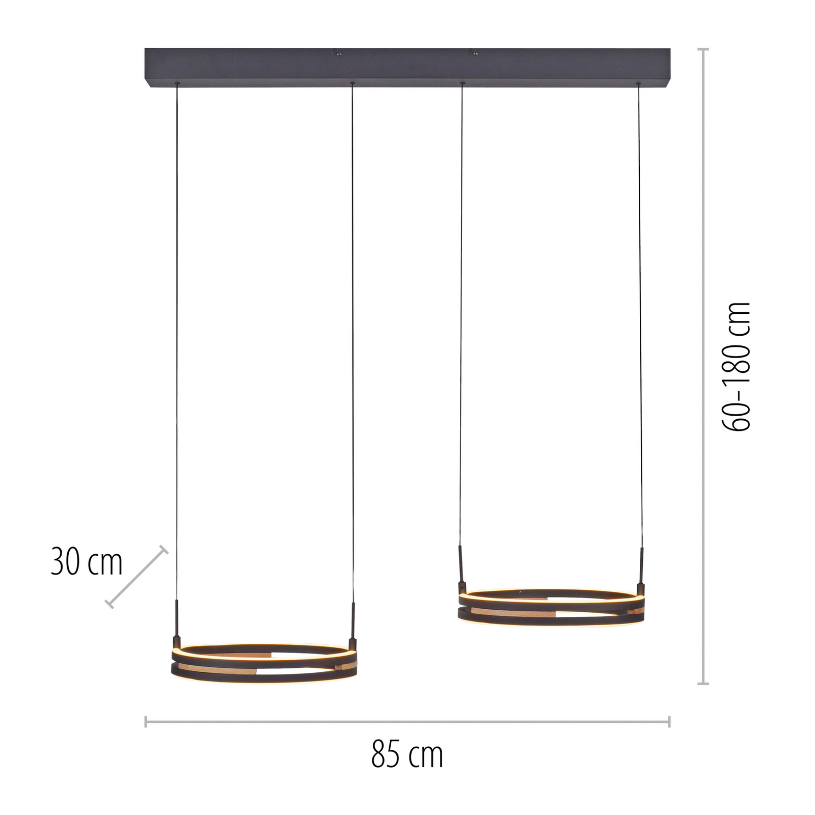 Sveja LED függő lámpa, hossza 85 cm, fekete/fa színű, CCT Sveja LED függő lámpa, hossza 85 cm, fekete/fa színű, CCT